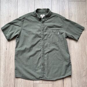 Woolrich Men’s XL Olive Textured Button Down Shirt Casual Outdoor